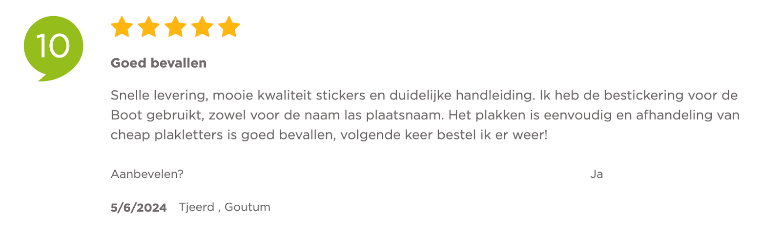 Review Cheapplakletters voor bootletters